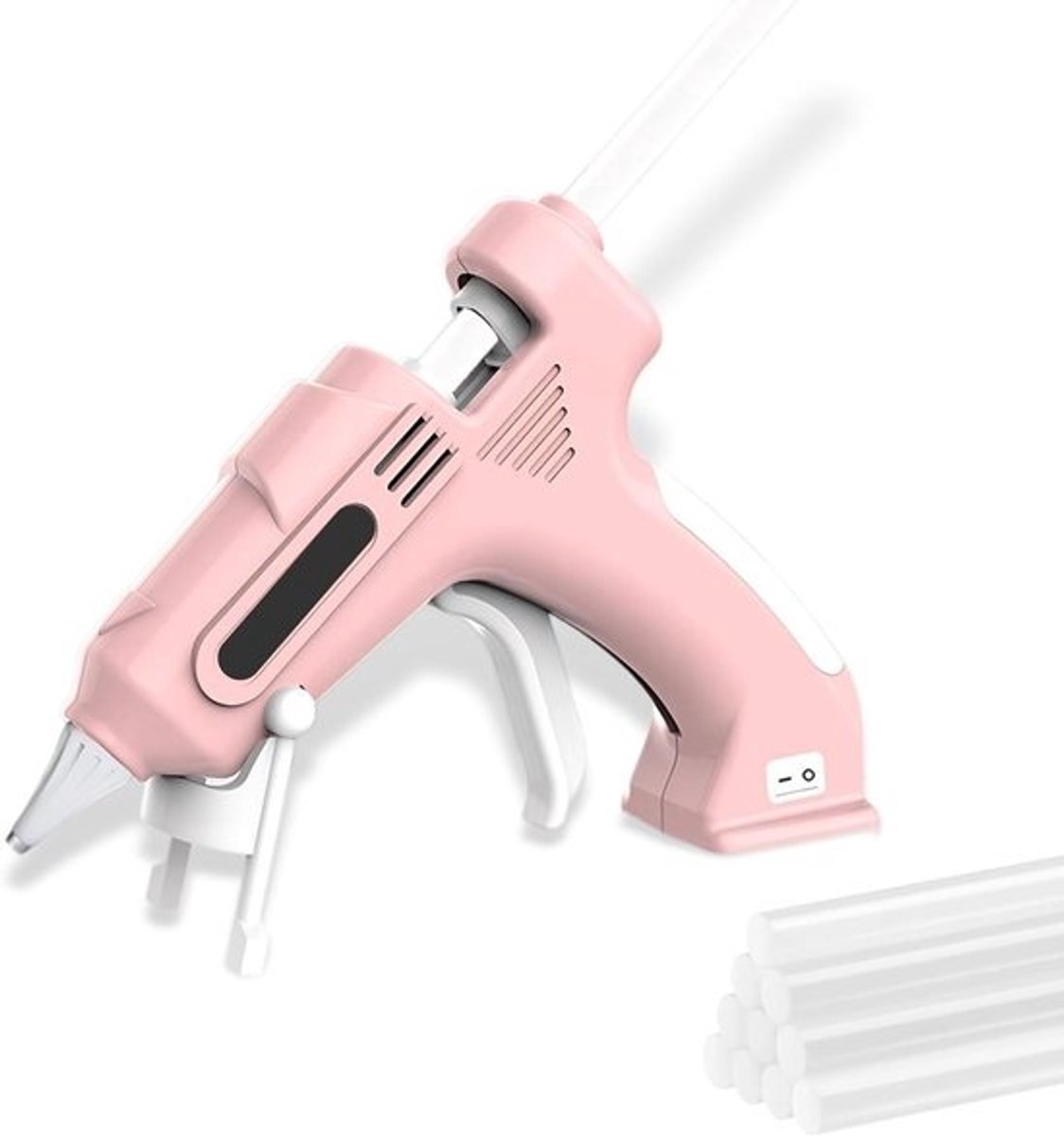 Draadloos - lijmpistool - Heet - Hobby - knutselen - Snel - voorverwarmend - Mini - formaat - Roze
