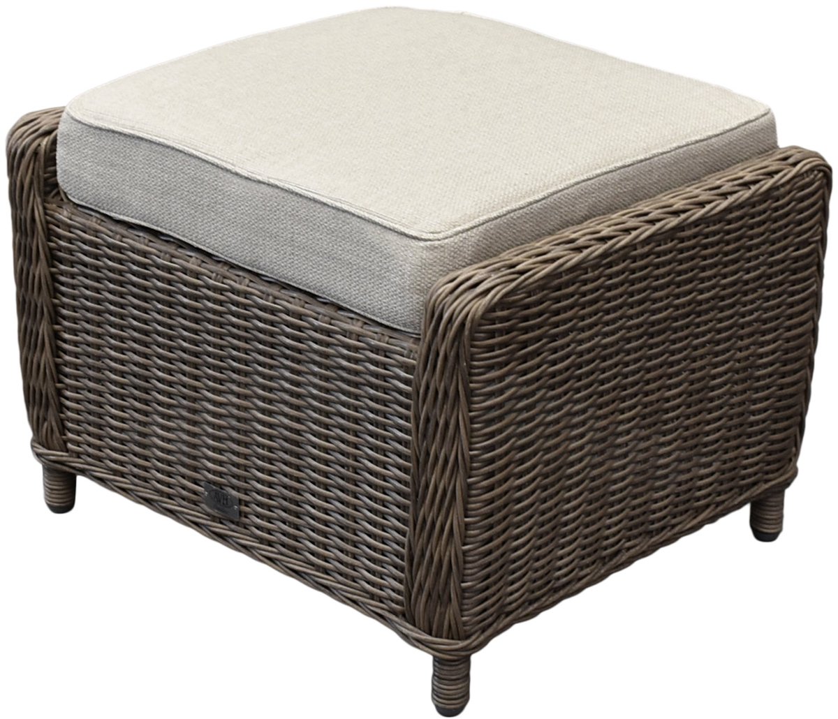 AVH-Collectie Ibiza voetenbank 64x52xH43 cm bruin wicker | naturel mixed weave kussen Bruin / Terre