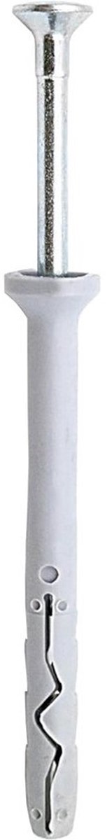 Set nagelpluggen - Slagpluggen voor beton - Snelle montage - Geharde kop - 6 x 60 mm - Nylon