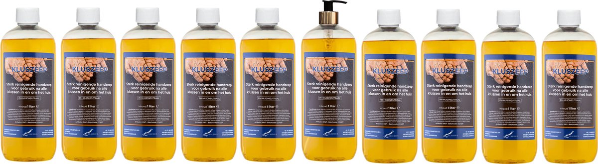 Kluszeep 1 liter - met gouden pomp - set van 10 stuks - Voordeelverpakking