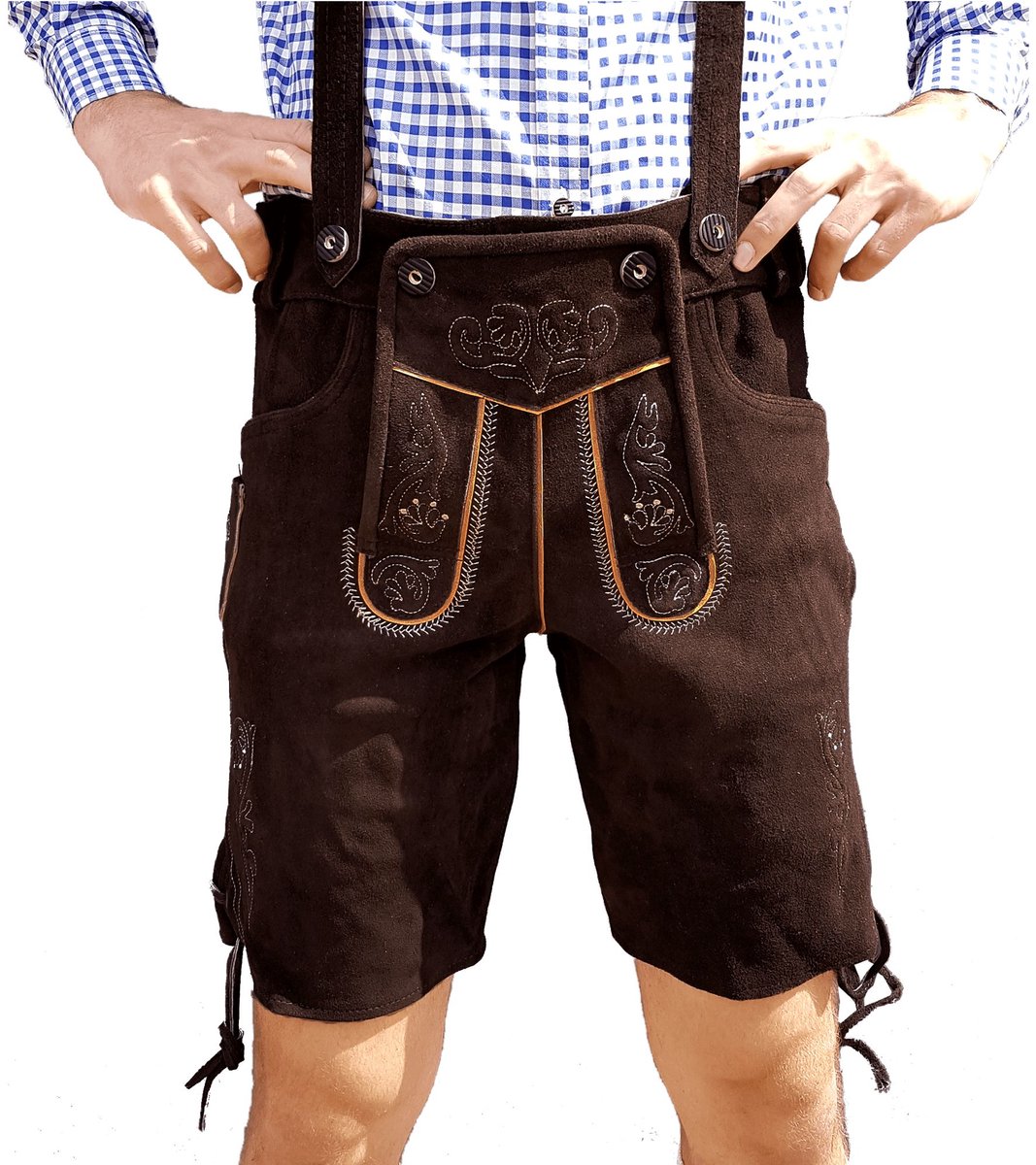 LEDERHOSEN.NL - Lederhosen leer - donkerbruin - KORT