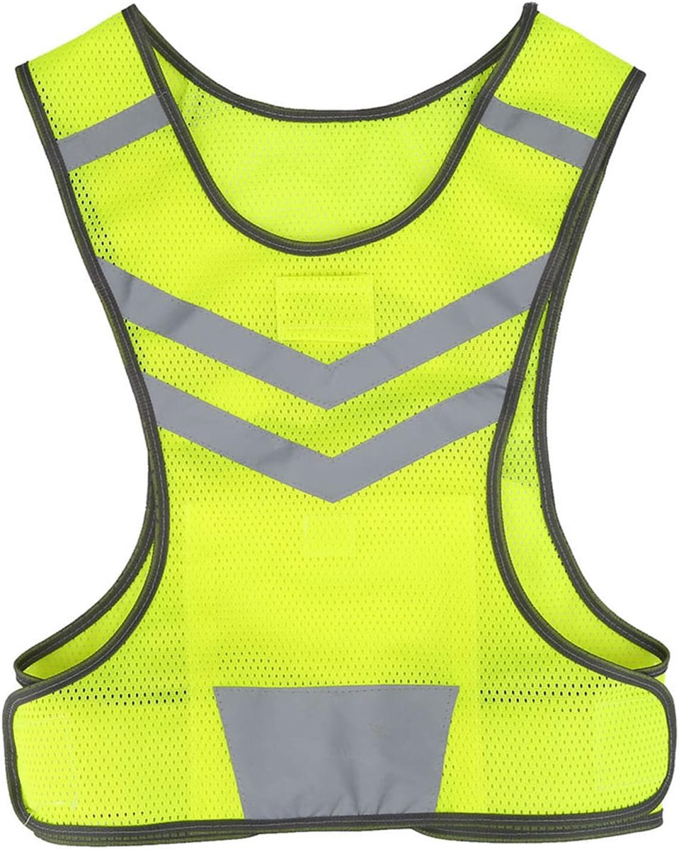 Reflecterend Veiligheidsvest – Fluorescerend Geel Reflectievest voor Betere Zichtbaarheid – Voor Fietsen, Hardlopen, Wandelen en Woon-Werkverkeer in het Donker – Veiligheidskleding voor Volwassenen – Geel – L – 1 Stuk