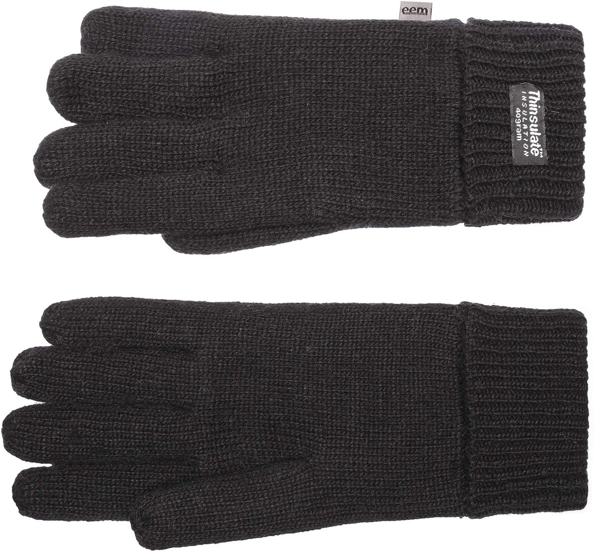 SnelShoppen - Dames gebreide handschoenen zwart S/M, zachte wol met Thinsulate thermische voering voor extra warmte, perfect voor winter, buitenactivi