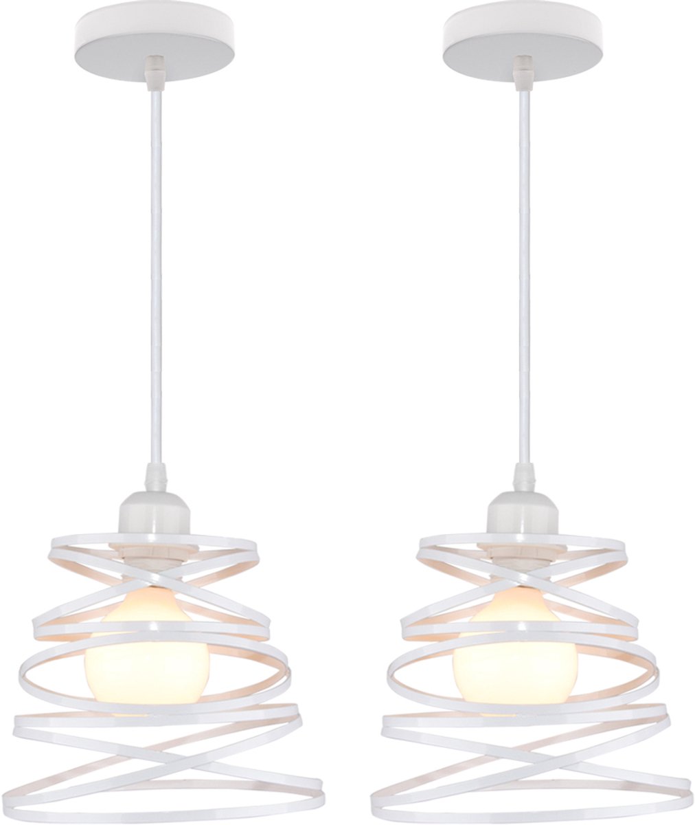 2 Stuks Hanglamp Moderne Woonkamer Plafondlamp Wit Industriële Kroonluchter voor Slaapkamer Keuken