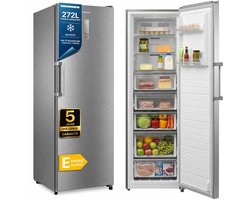 Heinner HFF-M272NFCXE++ Vrieskast – 272 L – No Frost – Convertible Koel-/Vriesfunctie – LED Display – Super Cooling & Freezing – RVS – 5 Jaar Garantie