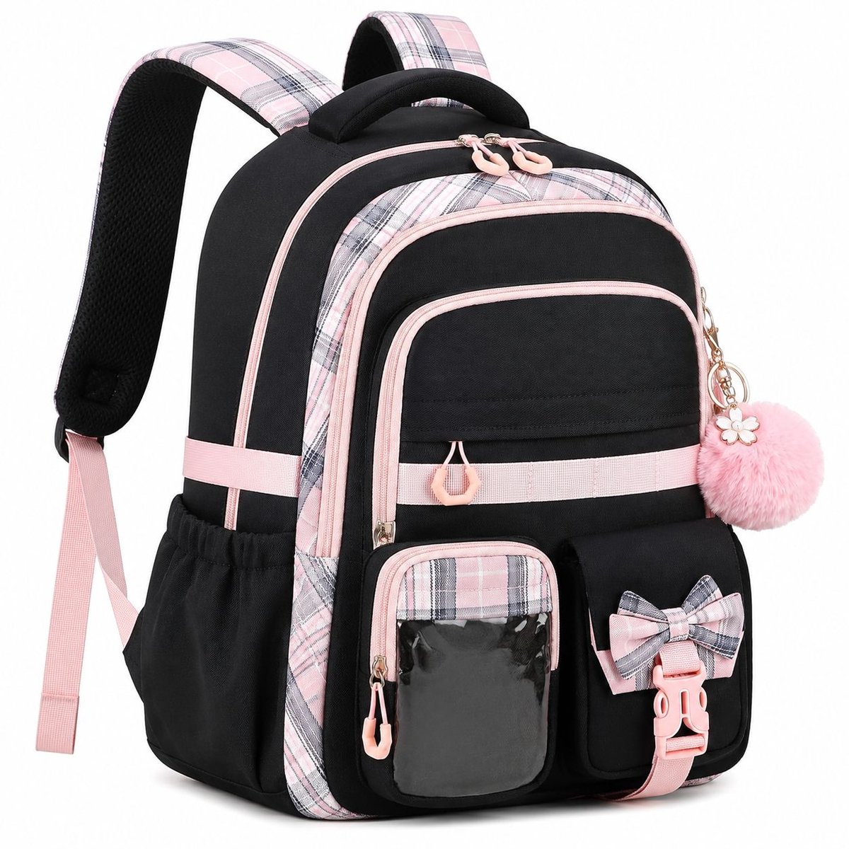 VHV - Rugzak - Lichtgewicht schooltas - Zwart - Laptophoes - Laptoptas - School rugtas - Tieners - op reis