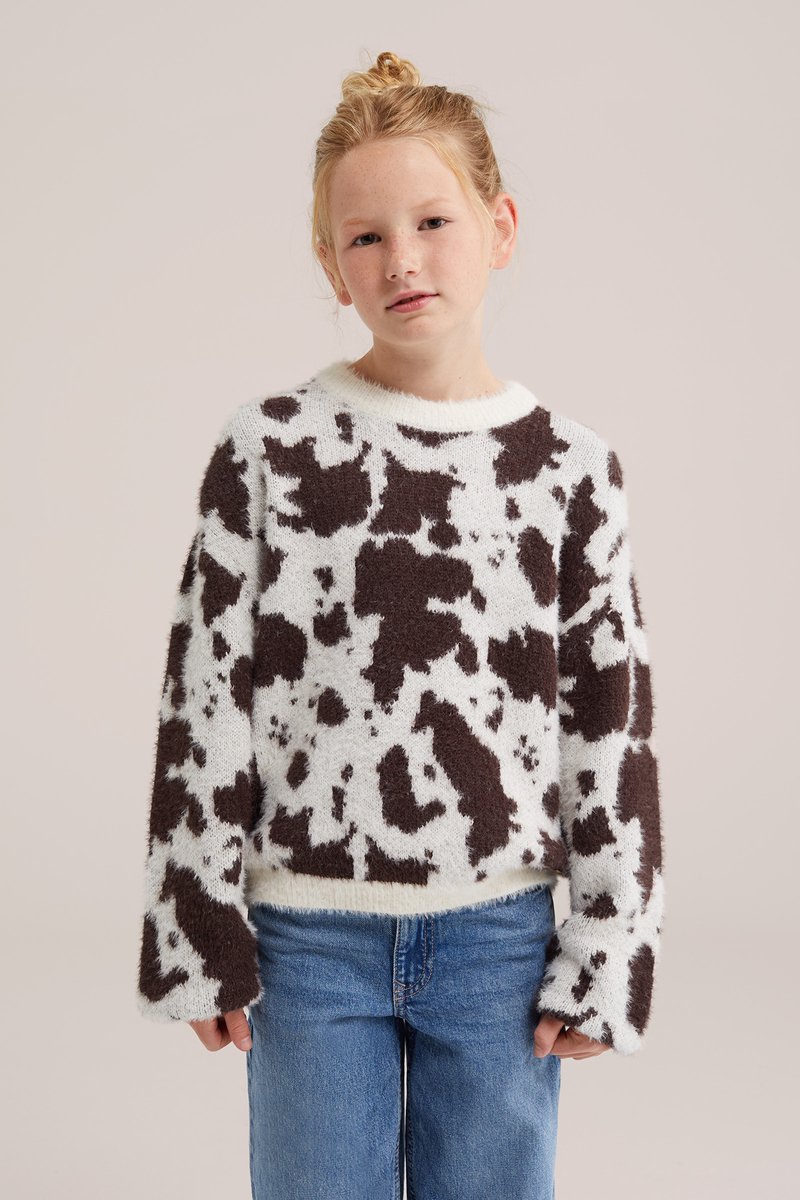 WE Fashion Meisjes trui met print en structuur