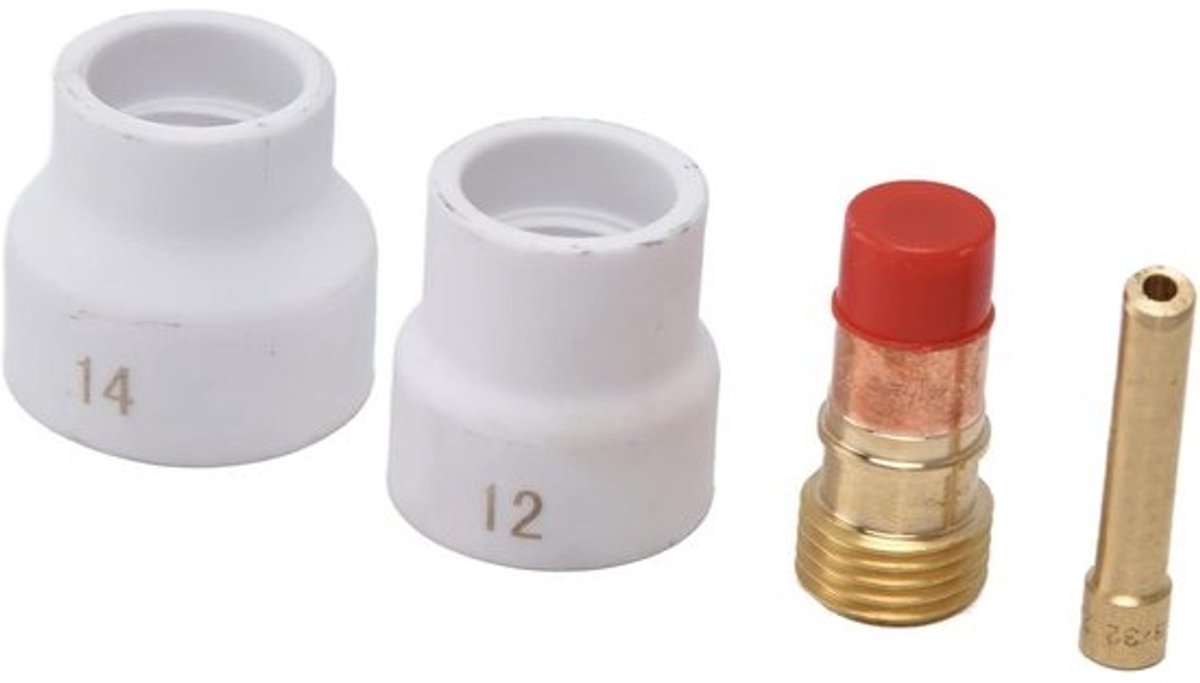 TIG-gaslensset - keramische cups - voor precisielassen - hittebestendige constructie - opening van 2,4 mm - niet gespecificeerd