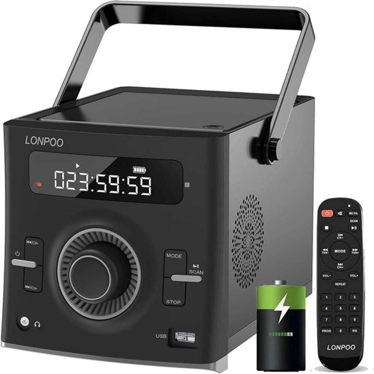 Draagbare cd-speler-boombox - Met Bluetooth, FM-radio en oplaadbare batterij