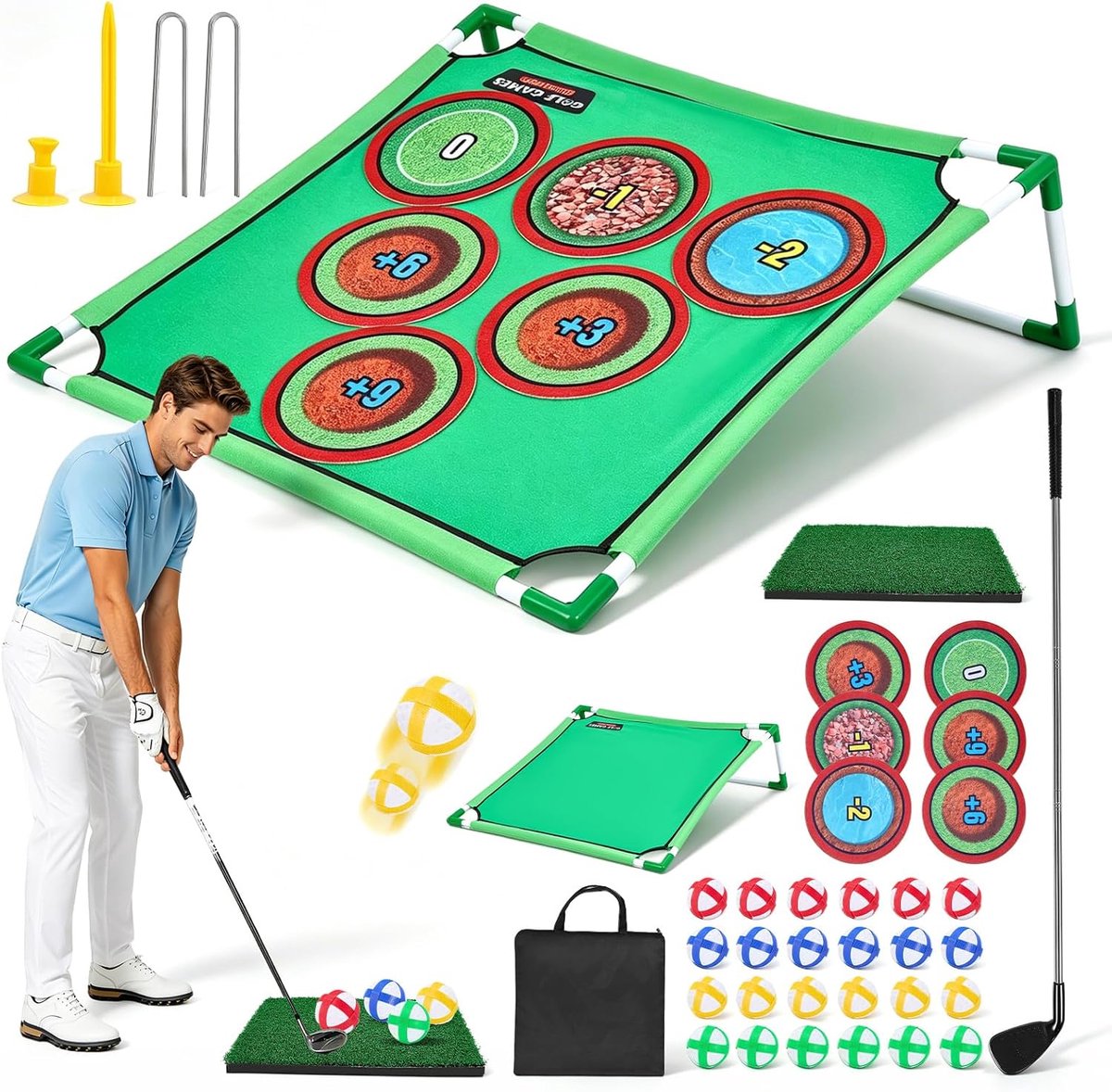 Golf Game Set, Indoor and Outdoor Mini Battle Set for Children and Adults, Garden Games, with Battle Mat, Wall - ShopVlot