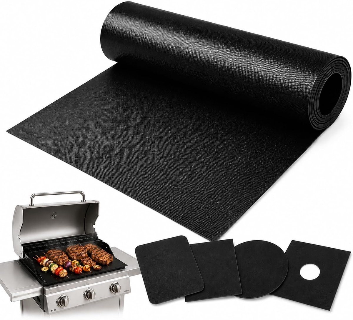Grillmat voor gasbarbecue, 40 x 260 cm, anti-aanbaklaag, BBQ, grillfolie - ShopVlot