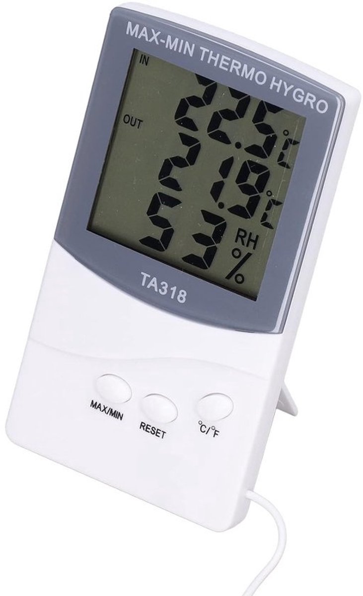 Digitale binnenthermometer - Hygrometer en weerstation - Klimaatmonitoring - Met buitensonde - 125 x 7 cm - Wit
