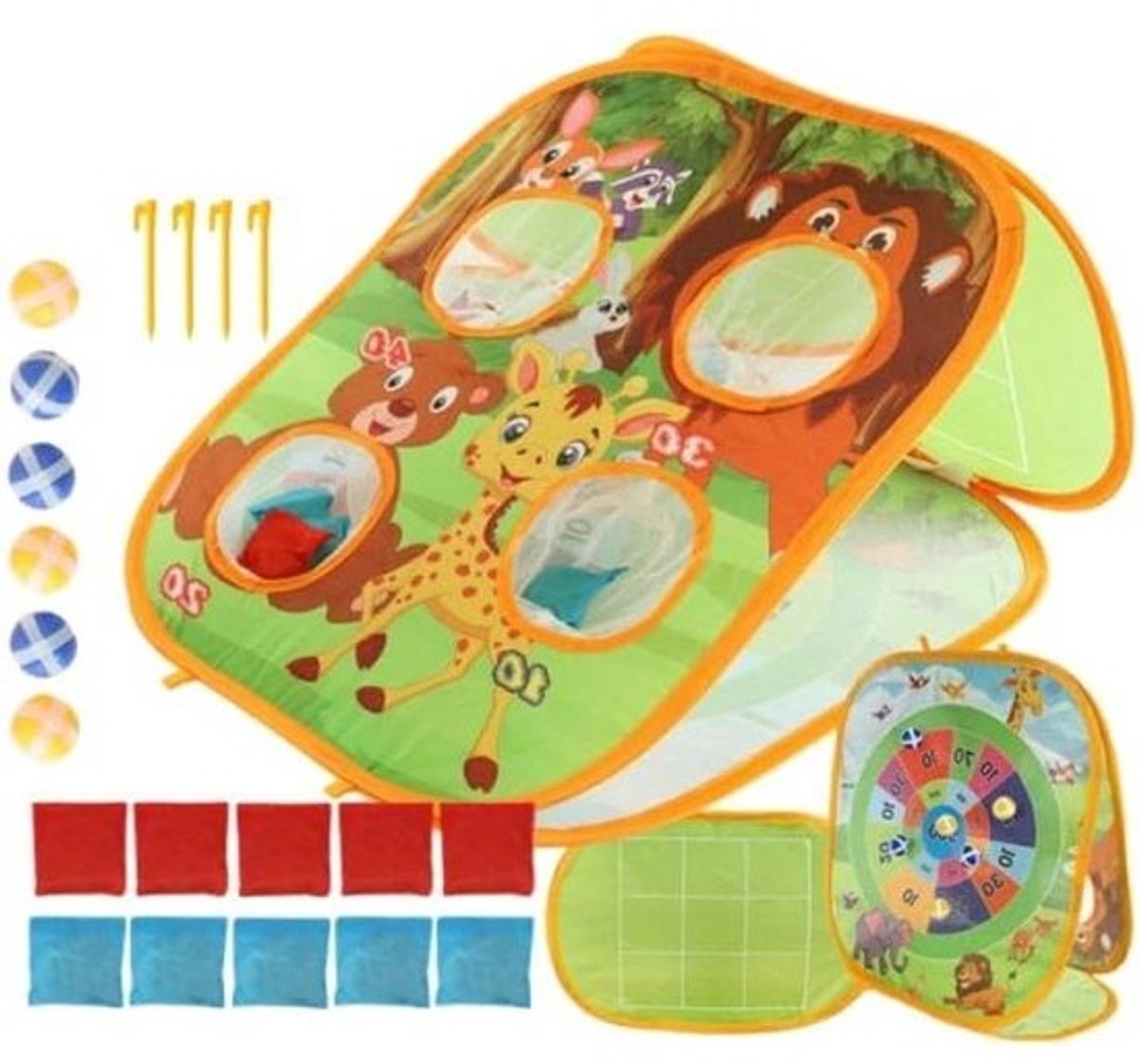 Kinderspel - 3-in-1 - Buitenspel - voor tuin - actief spelen - pop-upontwerp - 58 x 48 x 31 cm - groen