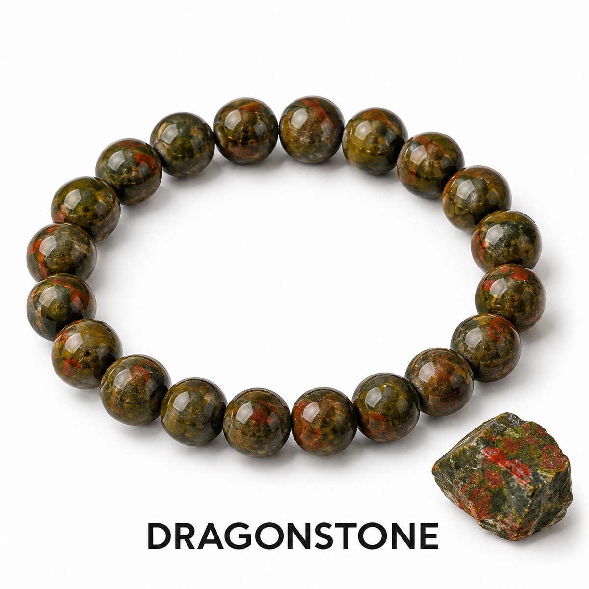 S4H® Armband – Dragonstone Edelstenen (12mm) | Polsomtrek 18 cm | Handgemaakt