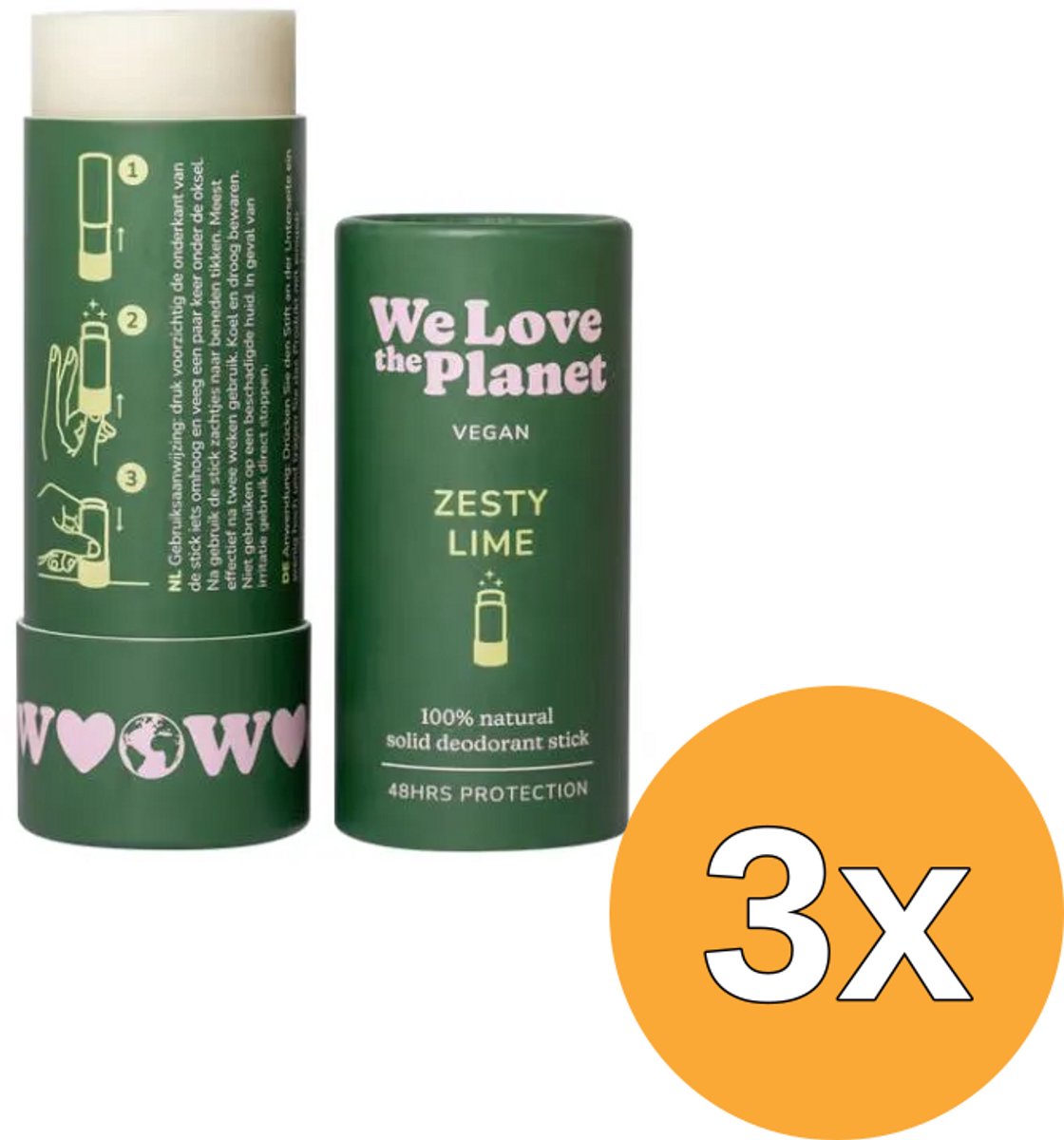 3x We Love The Planet Deodorant Stick - Zesty Lime (Vegan) (40 gr)