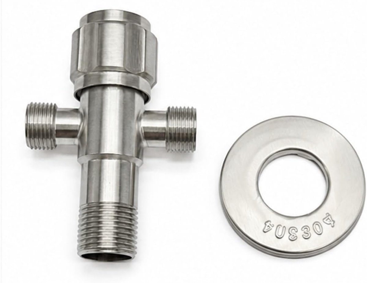 Hoekventiel 1/2 inch - roestvrij staal - elegante handgreep - eenvoudig openen en sluiten - ShopVlot