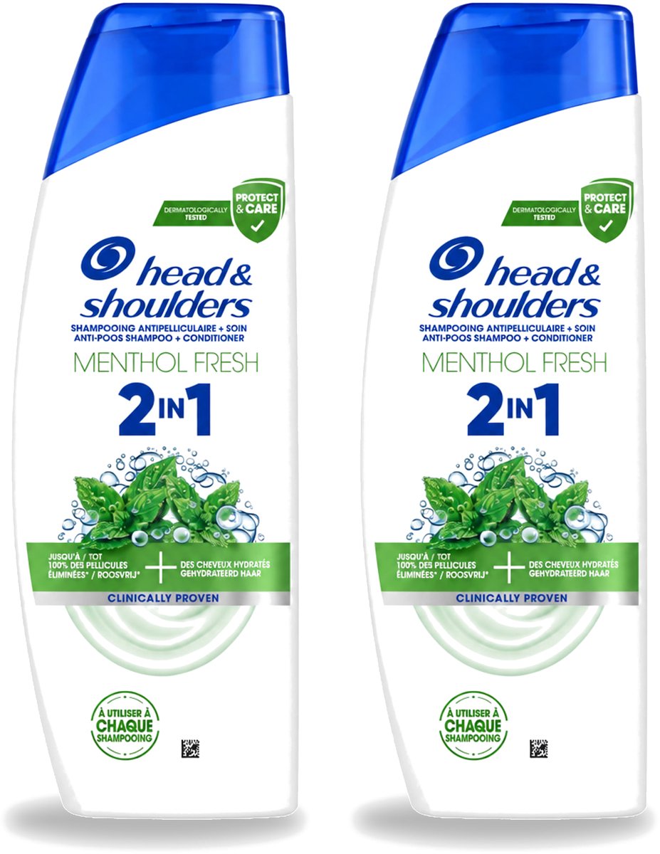 2 x Head & Shoulders – 2-in-1 – Menthol Fresh – 300 ml - Voordeelverpakking - 2 stuks