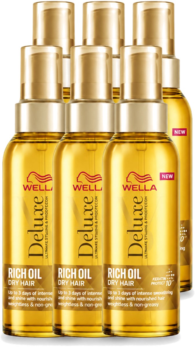 6 x Wella – Deluxe Oil Rich – Haarolie – 100 ml - Voordeelverpakking - 6 stuks