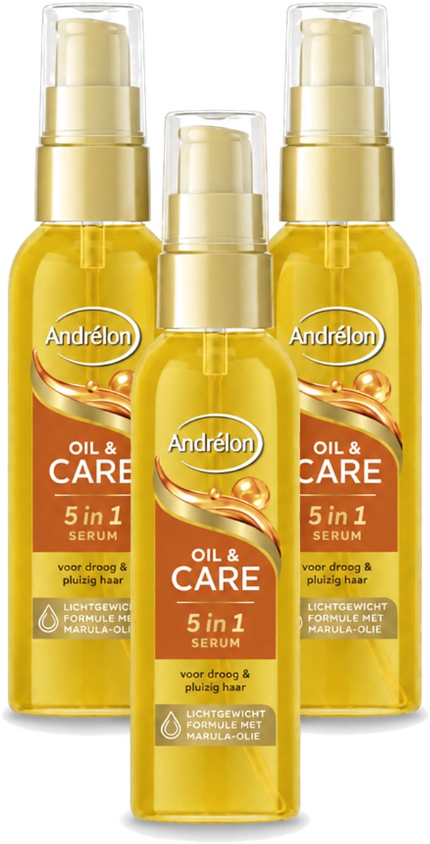 3 x Andrélon – Haarserum – Oil & Care – 75 ml - Voordeelverpakking - 3 stuks