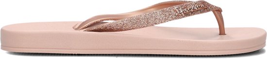 Roze Ipanema slipper met glitterband en Ipanema-logo.
