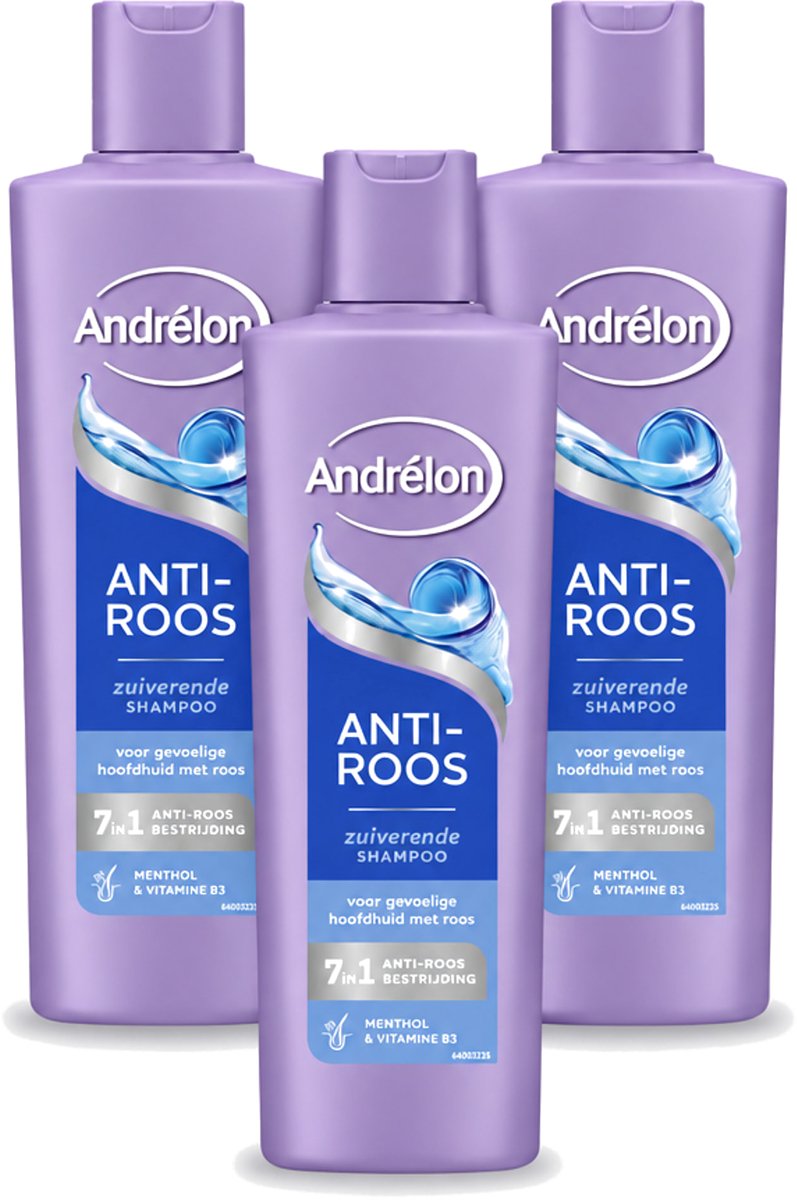3 x Andrélon – Shampoo – Anti Roos – 250 ml - Voordeelverpakking - 3 stuks
