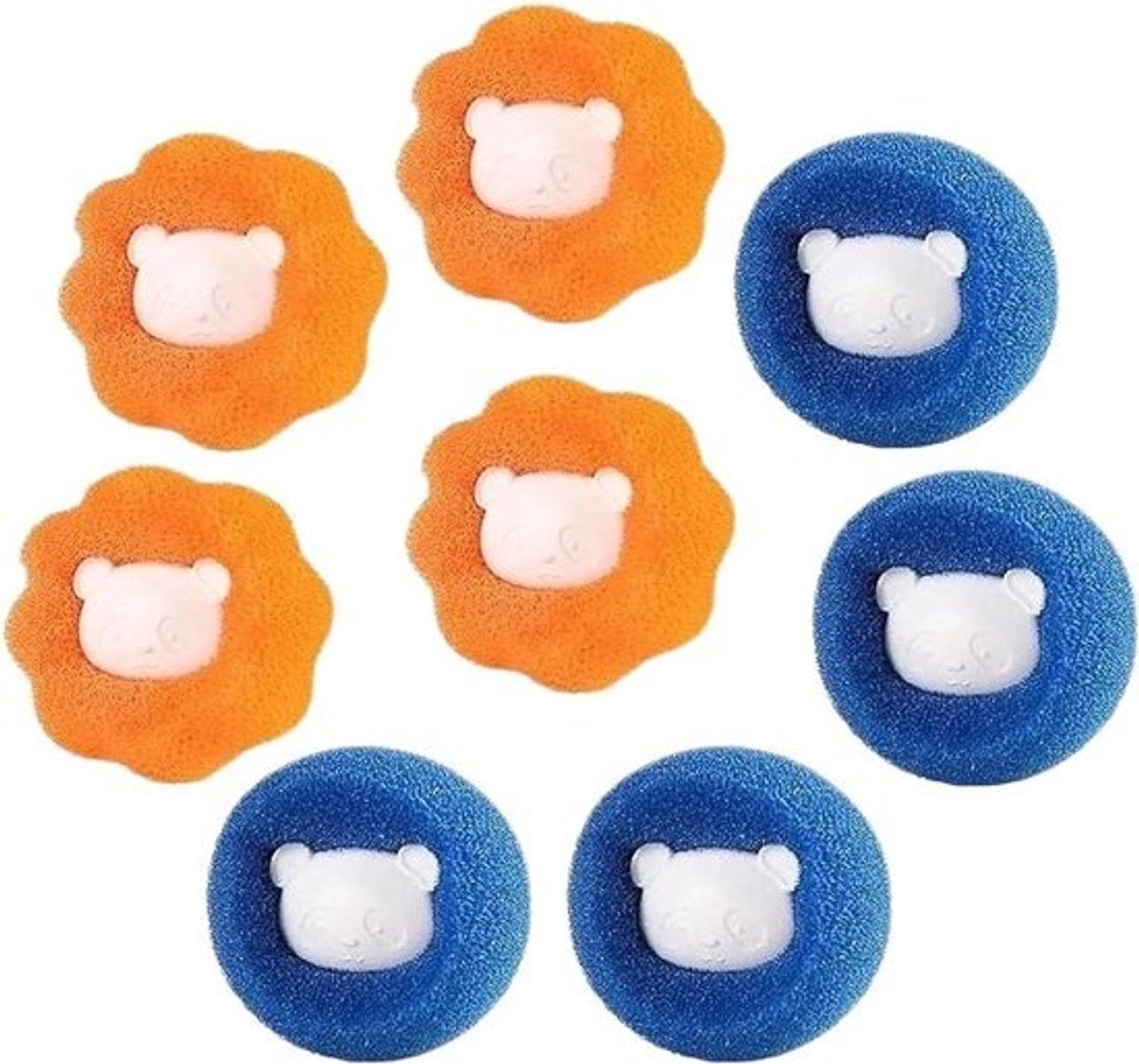 Drogerballen - Haarverwijderaar - Voor het reinigen van kleding - Herbruikbaar - 5 cm - Blauw en oranje