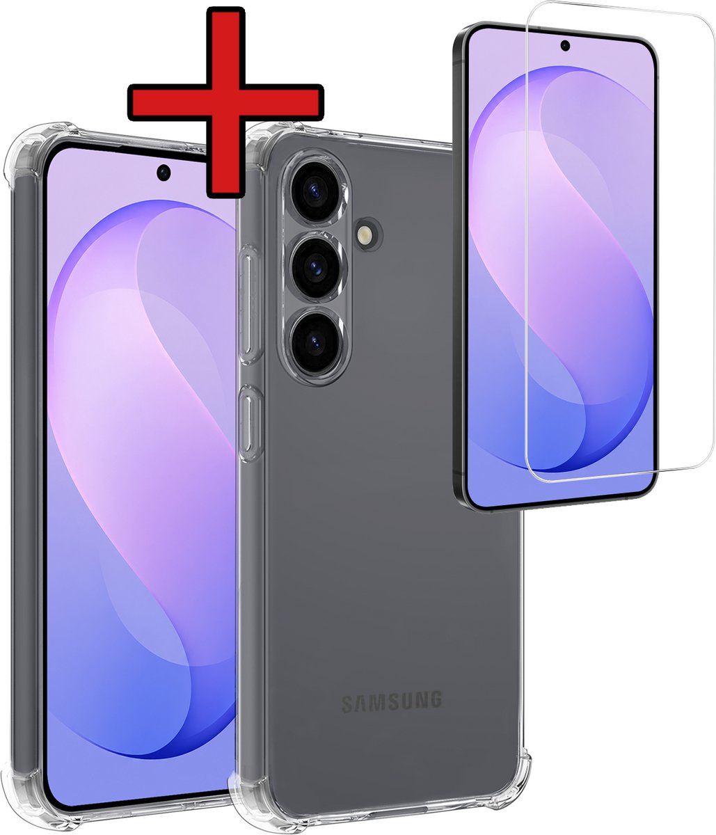 Hoesje - Met Screenprotector - Geschikt voor Samsung Galaxy S26 FE - Sterk & Shockproof - Back Cover - Siliconen Case - Telefoon Hoes - Shock Proof - Telefoonhoes - Transparant