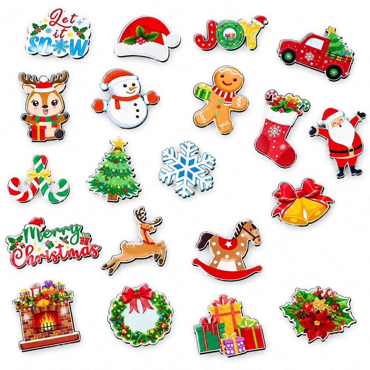 VHV - Koelkastmagneten - 20 stuks - Kerstboom - Koelkastdecoratie - Kerstversieringen - Feestelijke decoratieve - in de keuken