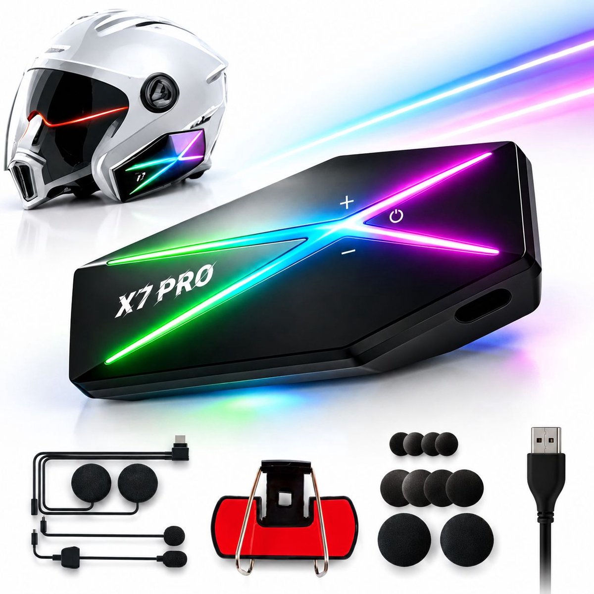 VHV - Bluetooth Motorhelm Headset - Motor Communicatiesystemen - 1150 mAh - Bluetooth 6.0 - Slimme Ruisonderdrukking - Gesprekken Tussen Verschillende Merken - Intercom - IPX5 Waterdicht - Met 2 IN 1 Microfoon - Voor Alle Motorhelmen