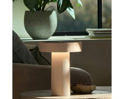 BRILONER Poga - Tafellamp oplaadbaar & solar - dimbaar - zonne energie buitenverlichting - warm wit licht - Ø16 cm - beige