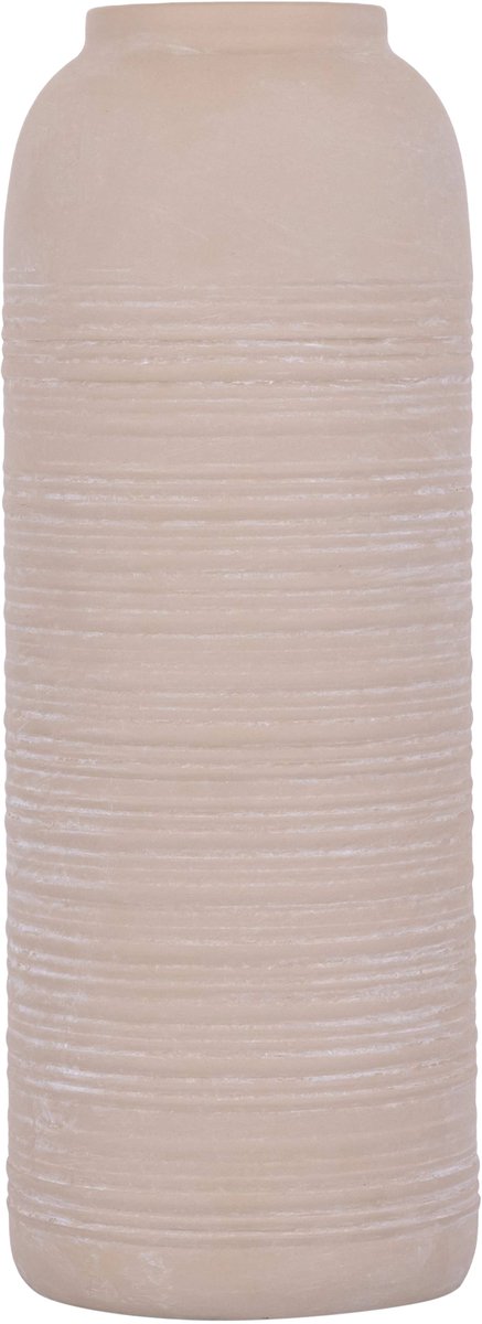 PTMD Lavada Beige Iron Sheet Vase Striped