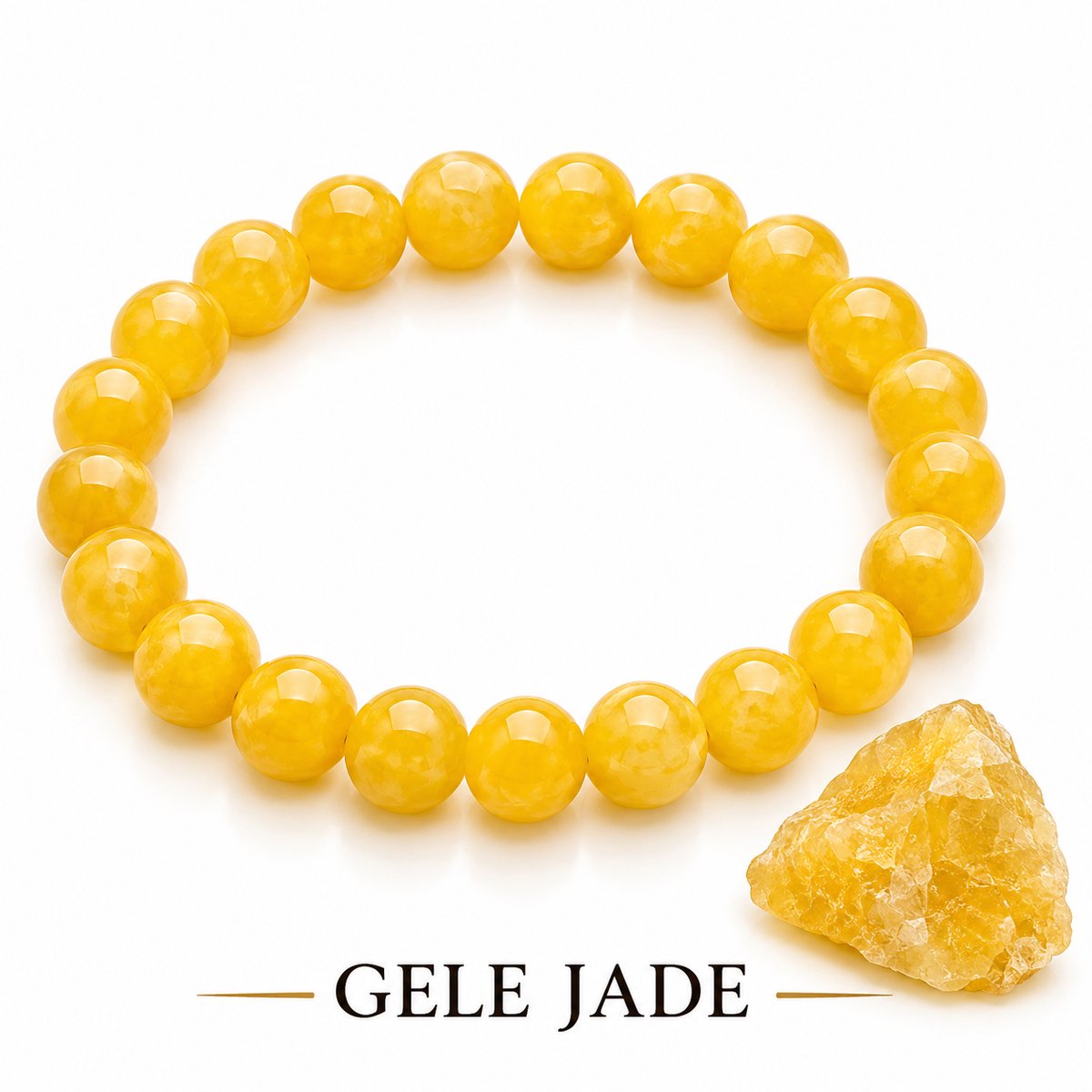 S4H Gele Mountain Jade Armband – 8 mm Edelstenen – 18 cm – Zelfvertrouwen, Kracht & Bescherming – Handgemaakt Spiritueel Sieraad – Stones for Health