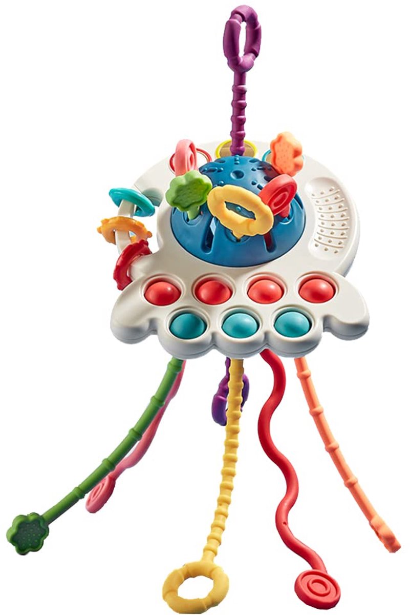 VONKELIOS®Trekkoord Speelgoed voor Baby, Montessori Zintuiglijk Speelgoed Peuters, Voedselveilig Siliconen Babyspeelgoed 6-12 Maanden, Eerste Verjaardagscadeau voor Jongens en Meisjes, Vroege Ontwikkeling Speelgoed