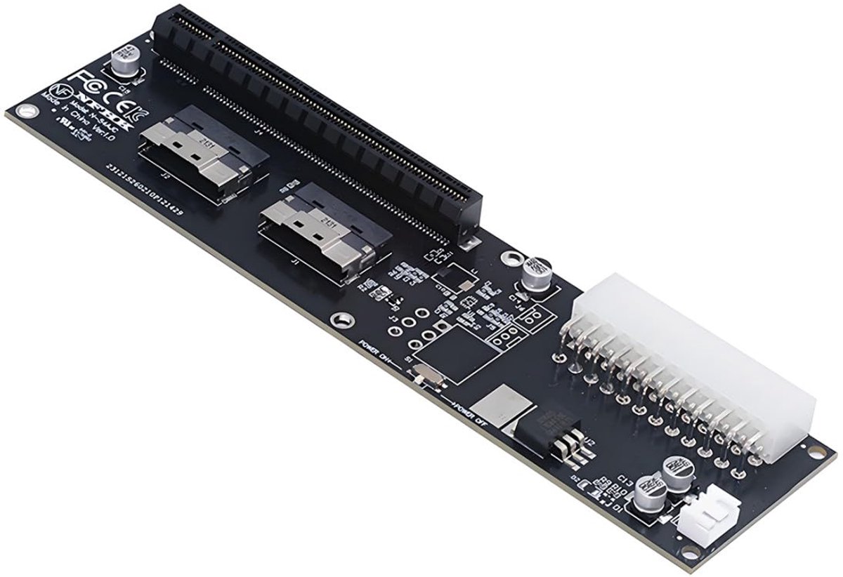 chenyang SlimSAS SFF-8654 8i to PCIe 4.0/5.0 x16 PCI Express Expansion Card Adapter with 12V 24-Pin Power Connector - ShopVlot
