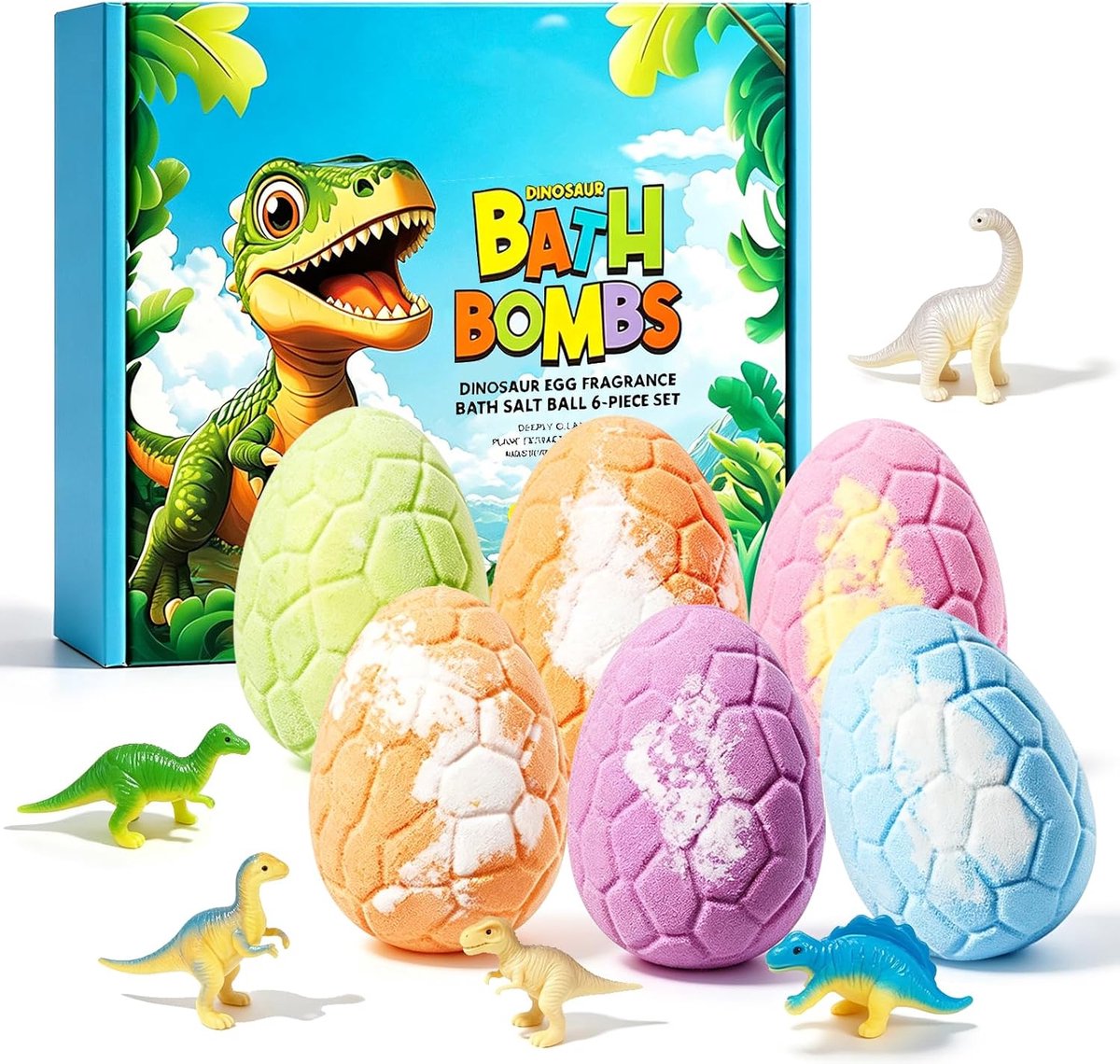 Badbommen voor kinderen, met verrassing, dinosaurusspeelgoed, 6 badballen voor adventskalender, jongens en meisjes, 4 - ShopVlot