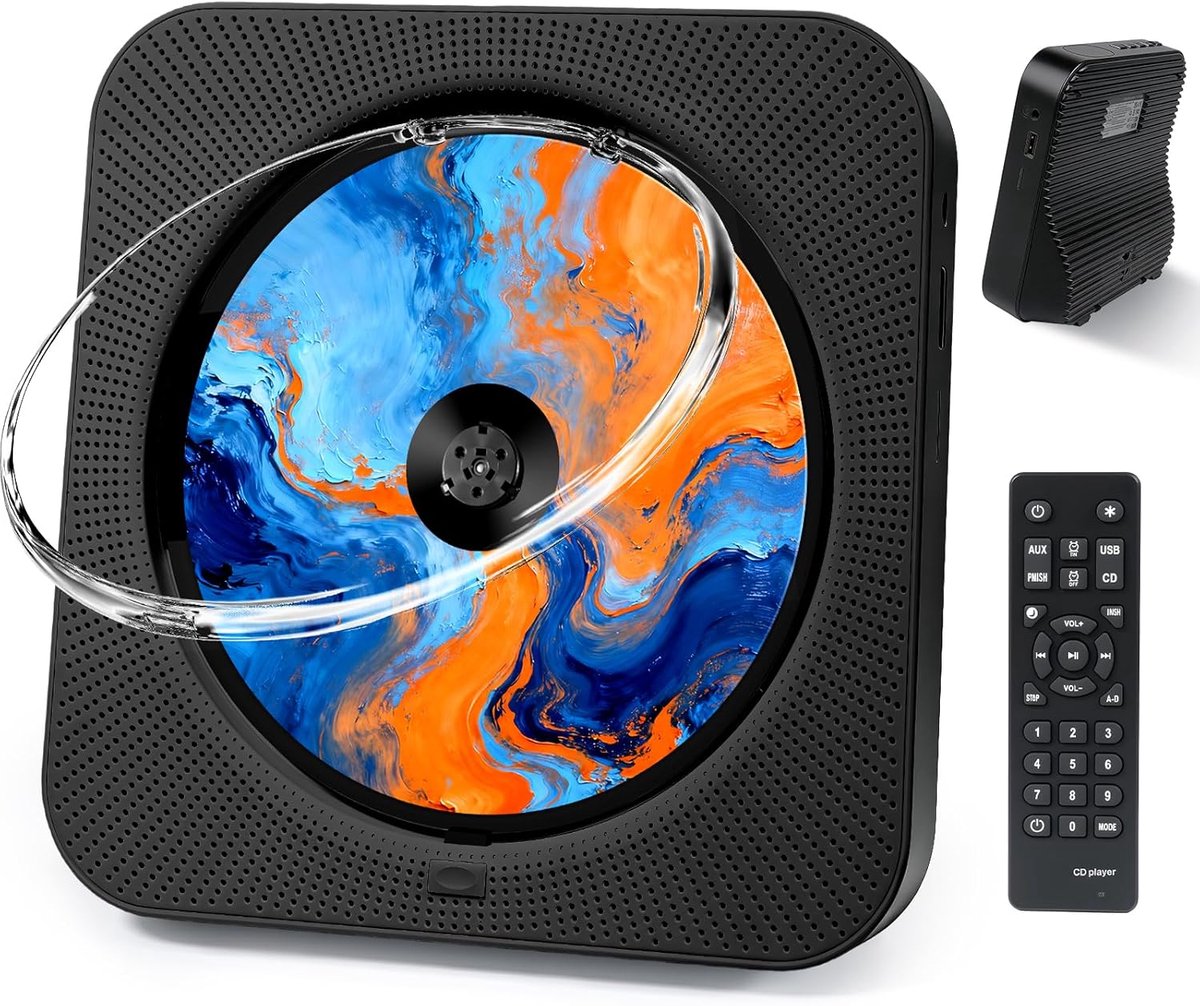 SnelShoppen - Draagbare Bluetooth CD Speler met HiFi Speakers, FM Radio, LED Scherm, AUX en USB Poort - Mini Muziekspeler voor Thuis, Kantoor, Feest e