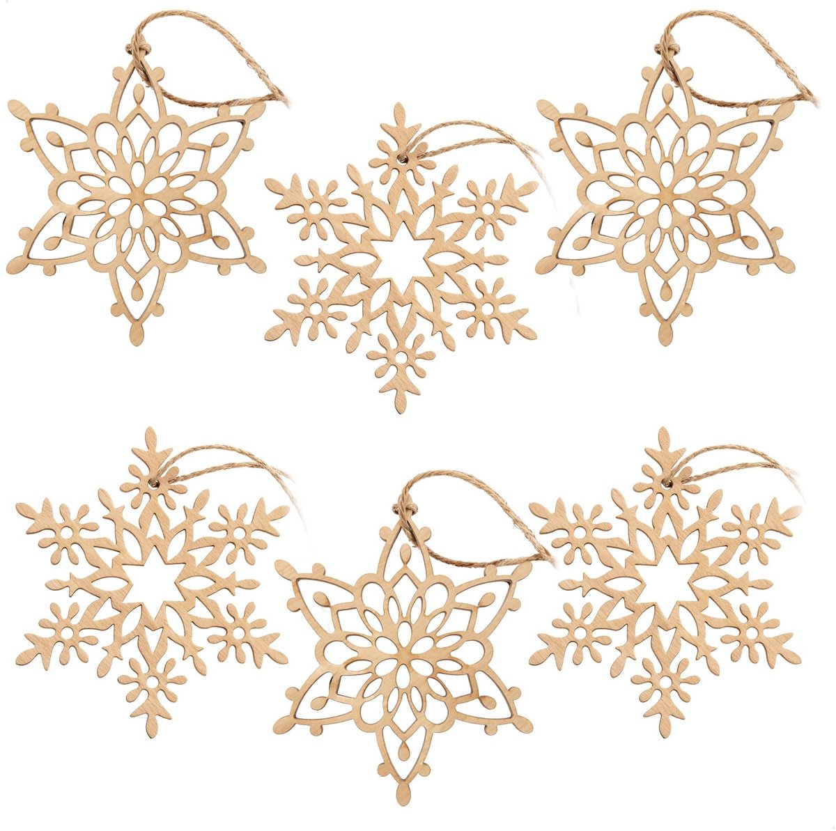 COM-FOUR® 6x kerstboomversiering houten hangerset, kerstboomversieringen - ShopVlot