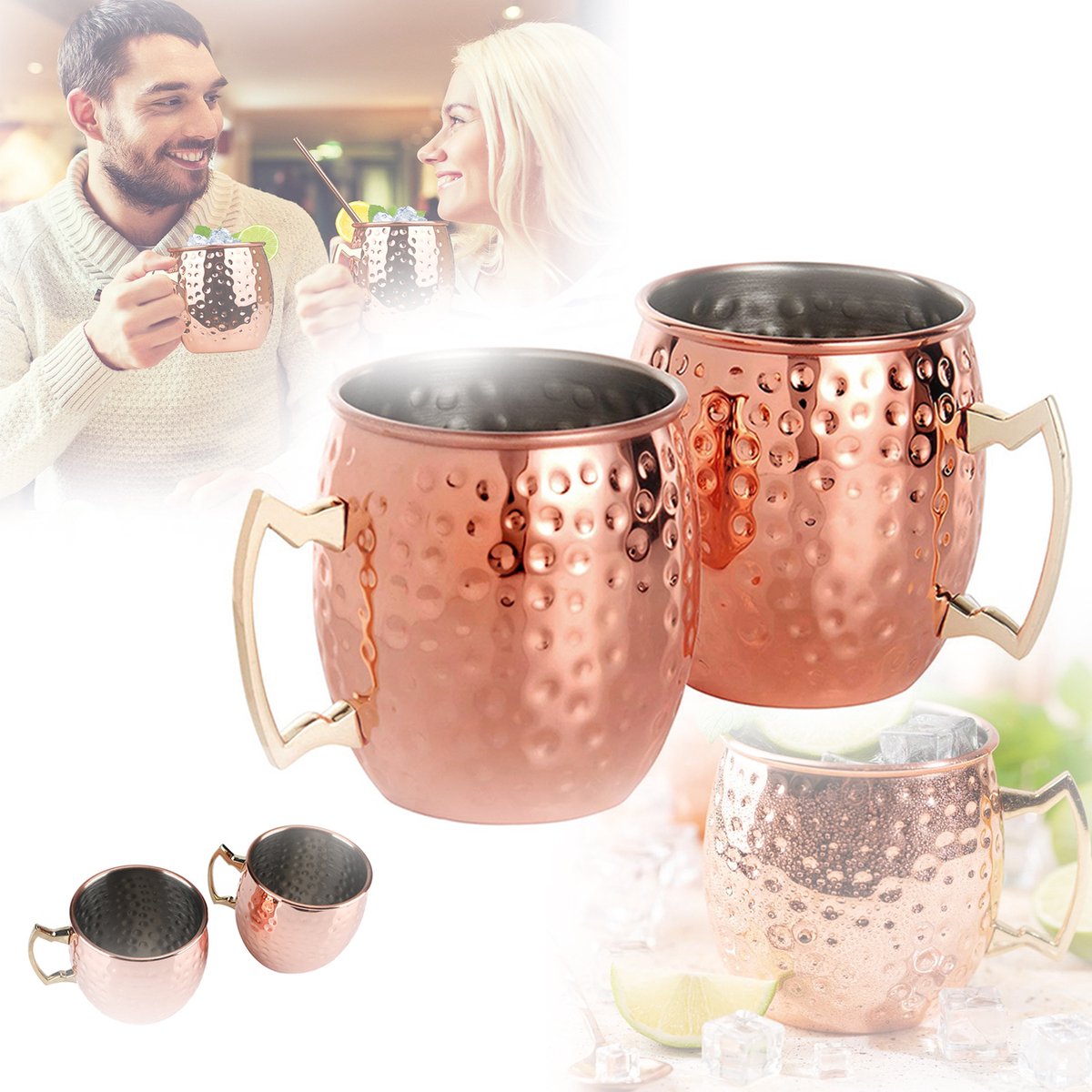 Koperen Moscow Mule-Bekers, Mini Moscow Mule Shotmok, Roestbestendig en Duurzaam, Perfect Voor Elk Gekoeld Drankje