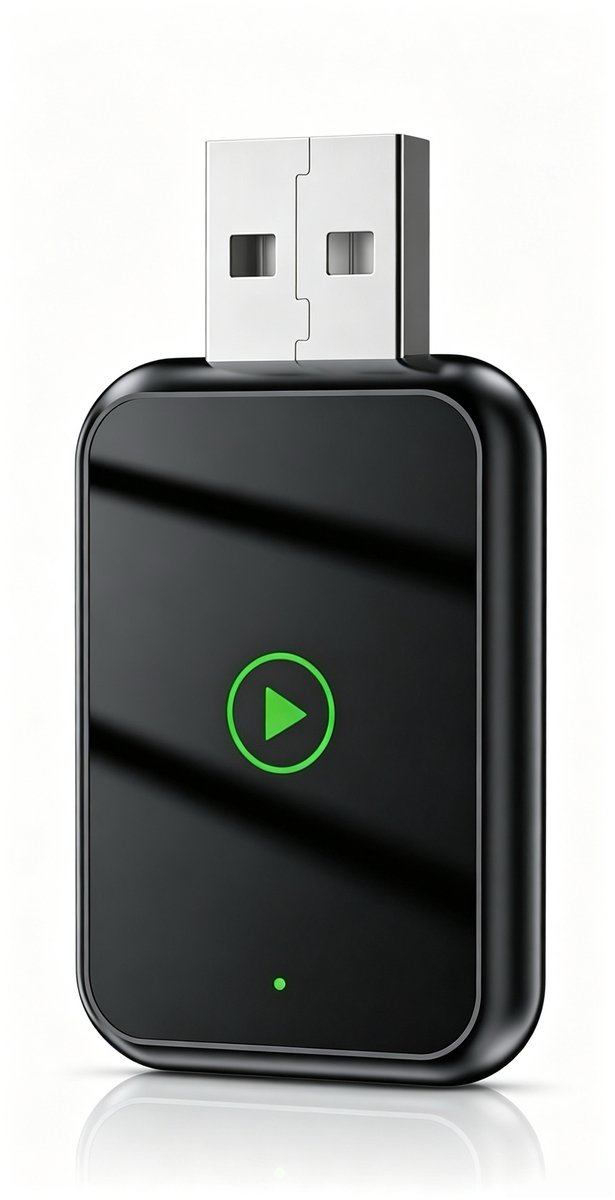 VONKELIOS® (zwart) 2-in-1 draadloze CarPlay- en Android Auto-adapter, zet bekabelde CarPlay om naar draadloos, plug-and-play-autodock