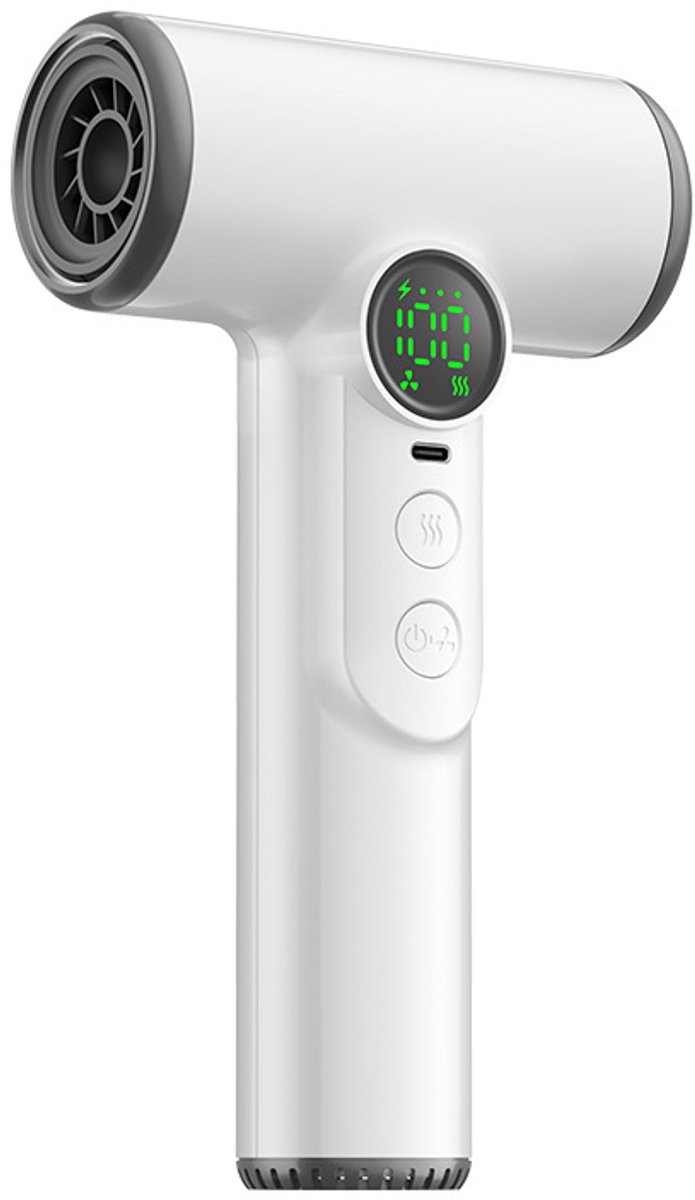 Professionele draadloze föhn met 3 snelheden en 3 temperaturen – USB oplaadbare batterij, 200W, digitaal scherm, draagbare föhn voor vrouwen, strand en kamperen