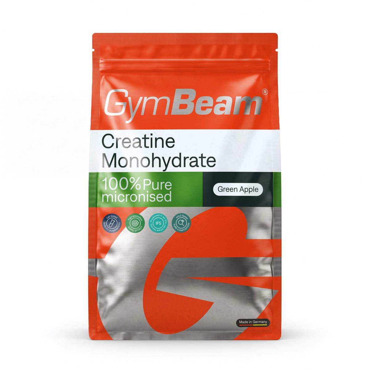 GymBeam 100% Creatine Monohydraat 250 g groene appel