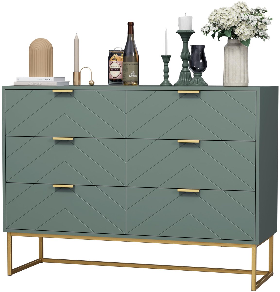 UEV ladekast met 6 lades, kleine laadunit 100x34x73,5cm (groen)