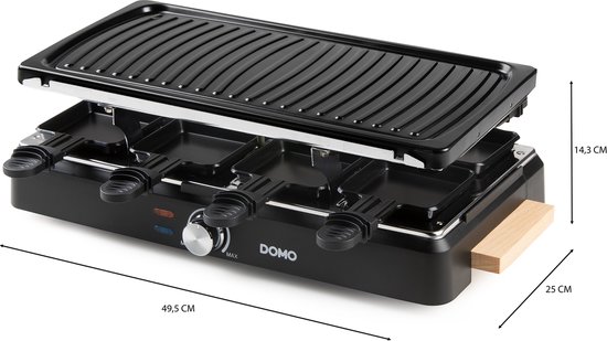 DOMO DO9294G Raclette grill - Gourmetstel 8 personen - Tafelgrill - Wooden design - 1400 W — afbeelding 5