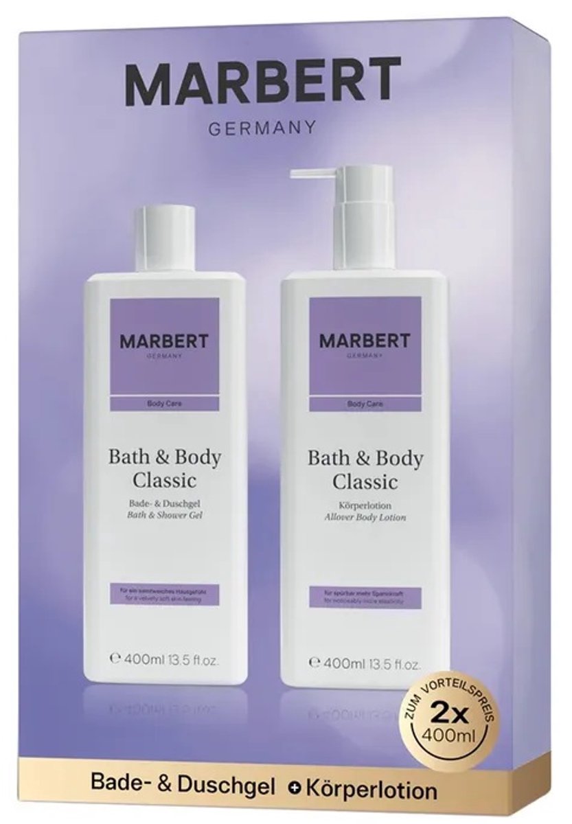 Marbert Bath And Body Classic Cadeauset - Bodylotion 400 ml En Douchegel 400 ml - Verzorgende Huidverzorgingsset