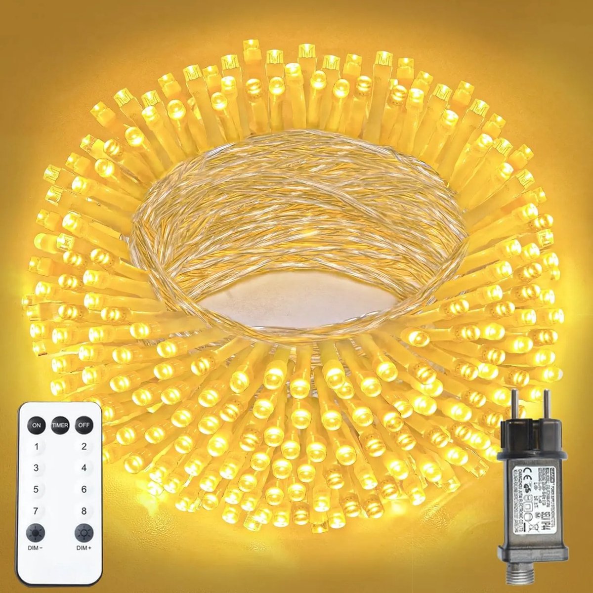 Niamora Led lichtslingers - Led lichtketting - Kerstverlichting - 100 Led lichtslingers - 8 verlichtingsmodi - Warm wit.