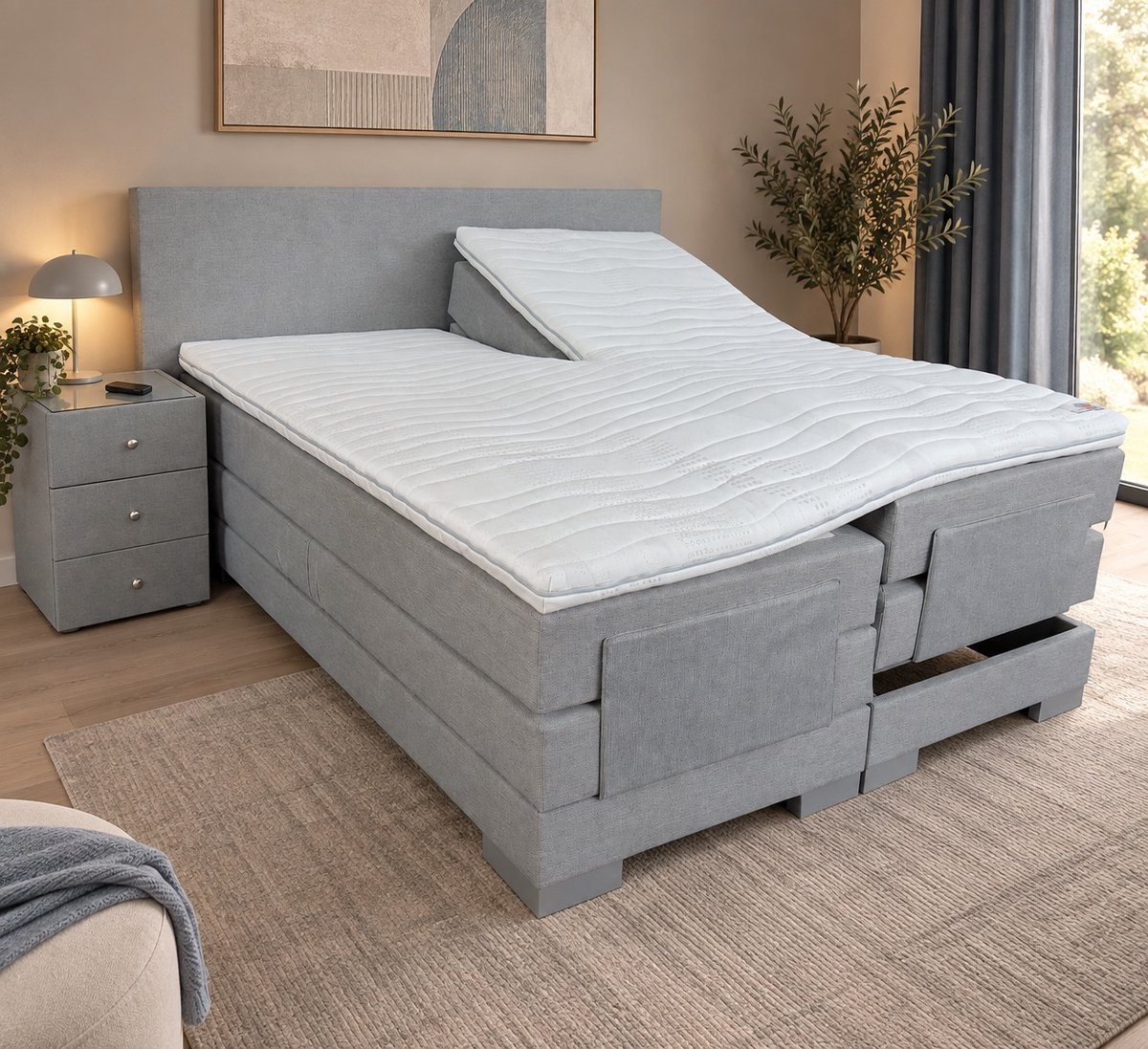 Slaaploods.nl Cool - Elektrische Boxspring inclusief matras - 140x200 cm - Grijs