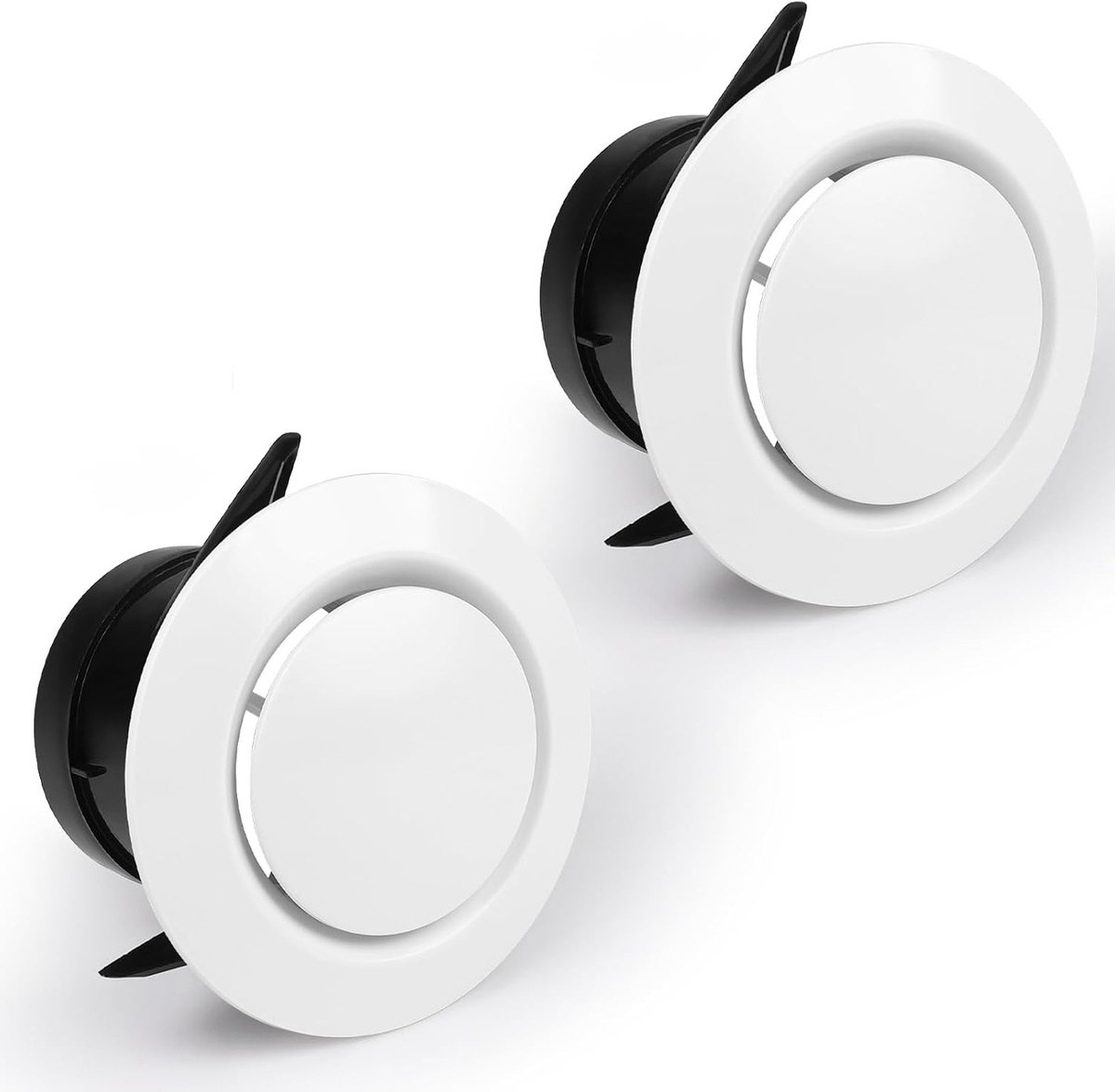 2 Stuks Witte Disc Ventiel 75mm Verstelbare Plafond- en Wandafdekking voor Luchtinlaatpijpen en Ventilatie voor Afzuigventilator