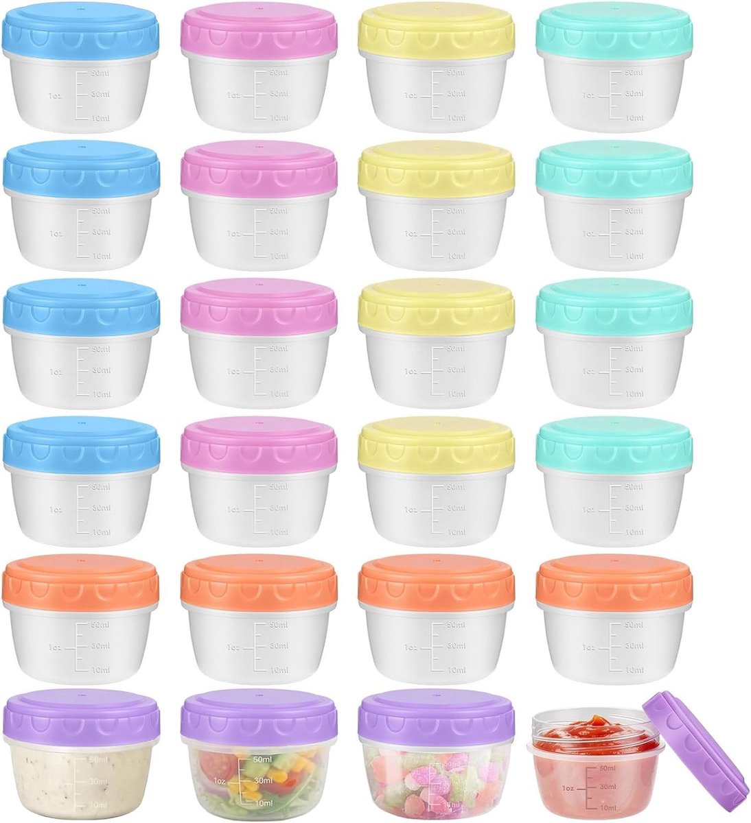 Set van 24 Kleine Vriezerdozen van 80 ml met Meetlijn voor Gemakkelijke Porties en Opslag
