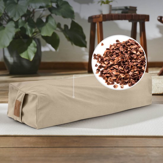 #DoYourYoga Yogakussen »Paravati« 67 cm x 13 cm | Gevuld met biologische boekweitdoppen (KBA) | Yogakussen met wasbare hoes | Zitkussen & zafukussen voor Yin Yoga van #DoYourYoga — afbeelding 4