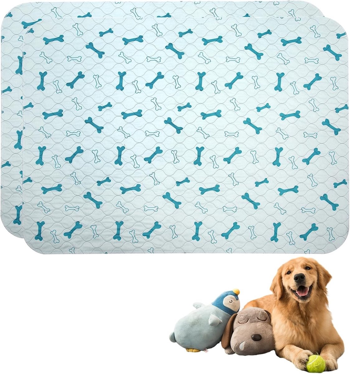 Wasbare Hond Plasmatten - Premium Herbruikbare Training Pads, Waterdichte Katoenen Matten voor Puppy en Huisdier - 60x90cm, Set van 2